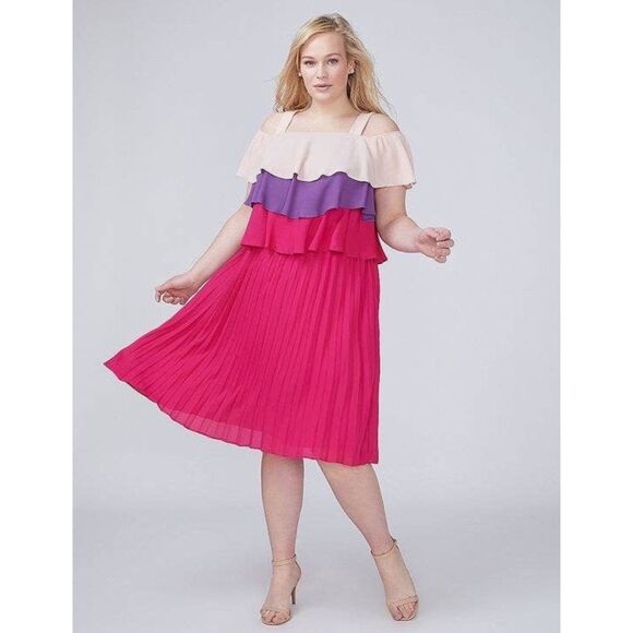 Lane Bryant Dresses & Skirts - Lane Bryant Tiered Pleated Midi Dress size 22